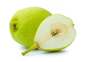 green pear fruit isolated on white background