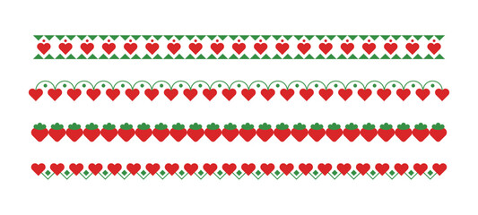 Heart shape border line illustration set.
