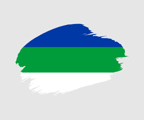 Abstract creative painted grunge brush flag of Komi Republic country with background