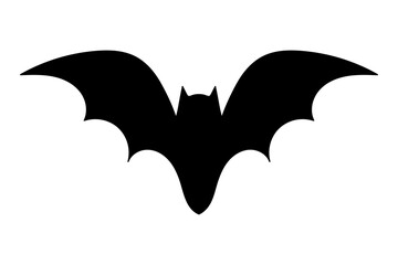 Bat icon. Black flat silhouette of bat. Vector illustration isolated on white background.