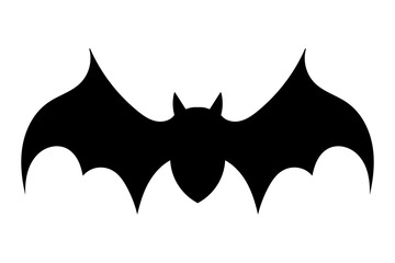 Bat icon. Black flat silhouette of bat. Vector illustration isolated on white background.