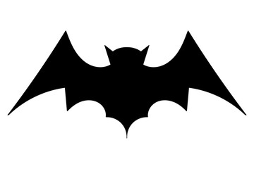 Bat icon. Black flat silhouette of bat. Vector illustration isolated on white background.