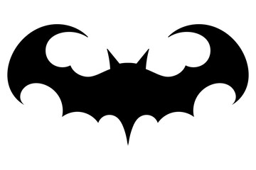 Bat icon. Black flat silhouette of bat. Vector illustration isolated on white background.
