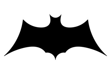 Bat icon. Black flat silhouette of bat. Vector illustration isolated on white background.