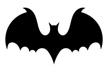Bat icon. Black flat silhouette of bat. Vector illustration isolated on white background.