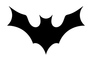 Bat icon. Black flat silhouette of bat. Vector illustration isolated on white background.