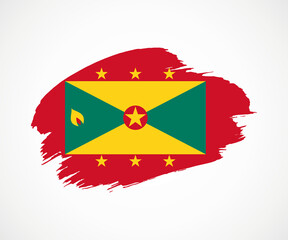 Abstract creative painted grunge brush flag of Grenada country with background