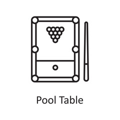 Pool Table vector outline Icon Design illustration. Sports And Awards Symbol on White background EPS 10 File
