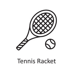 Tennis Racket vector outline Icon Design illustration. Sports And Awards Symbol on White background EPS 10 File