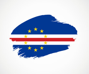 Abstract creative painted grunge brush flag of Cape Verde country with background