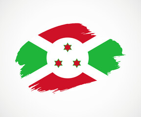 Abstract creative painted grunge brush flag of Burundi country with background