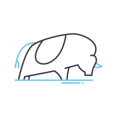 trade bull line icon, outline symbol, vector illustration, concept sign