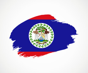 Abstract creative painted grunge brush flag of Belize country with background