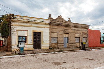 Vintage gas station in the center of Villa Dominguez, Entrerios, Argentina, South America