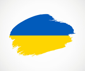 Abstract creative painted grunge brush flag of Ukraine country with background