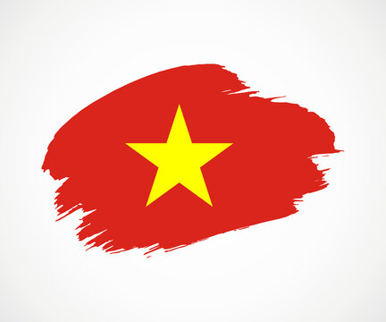 Abstract creative painted grunge brush flag of Vietnam country with background