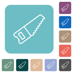 Hand saw outline rounded square flat icons