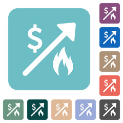 Rising gas energy american dollar prices rounded square flat icons
