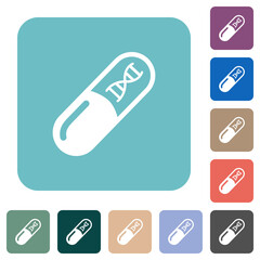 Medicine with dna molecule rounded square flat icons