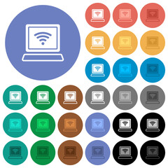 Laptop computer with wireless symbol alternate round flat multi colored icons