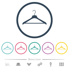 Clothes hanger solid flat color icons in round outlines