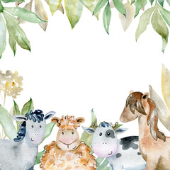 Obraz premium Watercolor farm card.