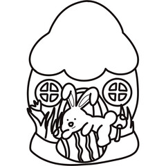 Bunny with gnomes house 