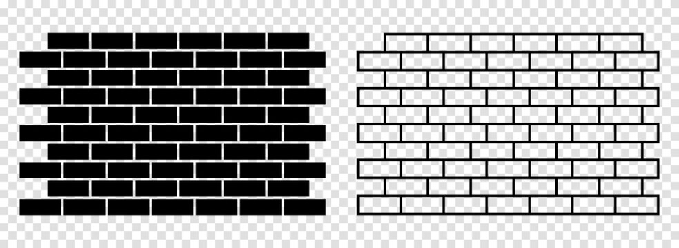 Bricks icons set. Trendy flat and line art style. Vector illustration isolated on transparent background