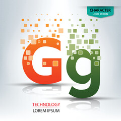 The letter G, character digital technology logo design vector