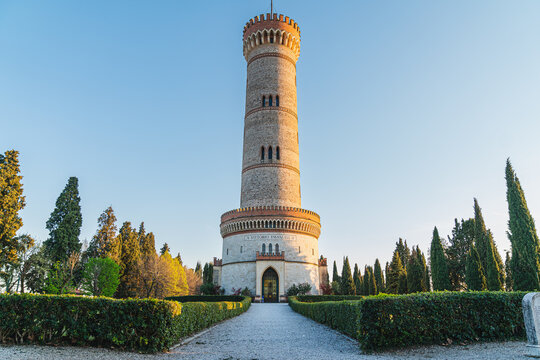 View of the Tower of San Martino della Battaglia (Desenzano del Garda) in the sunset.
The imposing Tower of San Martino della Battaglia, near the Garda Lake.