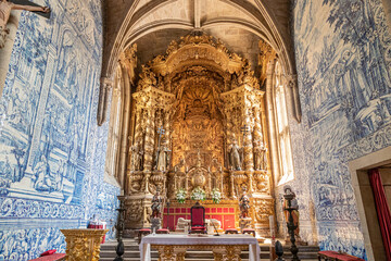 Guimaraes, Portugal. The church of the Convento de Sao Francisco (St Francis Convent), part of the Franciscan Order - obrazy, fototapety, plakaty