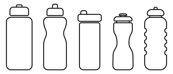 Water line bottle icons. Vector illustration isolated on white background - obrazy, fototapety, plakaty