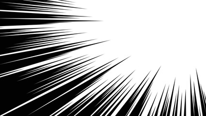 黒色の漫画風の集中線のベクターイラスト