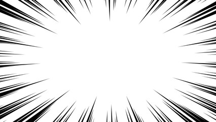 Obraz premium 黒色の漫画風の集中線のベクターイラスト