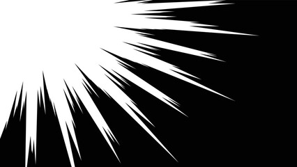 黒色の漫画風の集中線のベクターイラスト