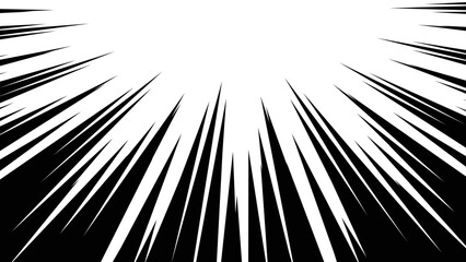 Naklejka premium 黒色の漫画風の集中線のベクターイラスト