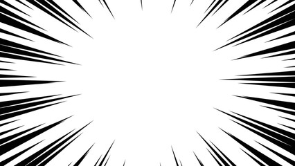 Naklejka premium 黒色の漫画風の集中線のベクターイラスト