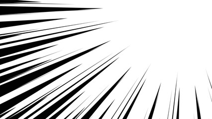 Obraz premium 黒色の漫画風の集中線のベクターイラスト