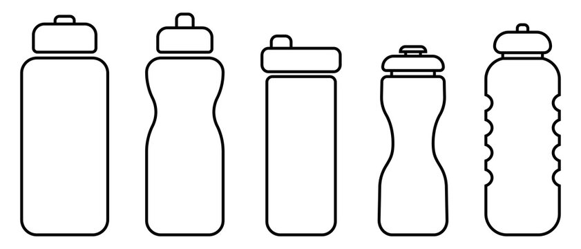 Water line bottle icons. Vector illustration isolated on white background