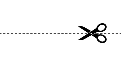 Fotobehang Paire de ciseaux avec Ligne pointillée à découper sur fond blanc   © Regormark