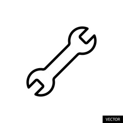 Wrench, Spanner tool vector icon in line style design for website design, app, UI, isolated on white background. Editable stroke. Vector illustration.
