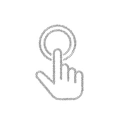 Finger pressing button sketch grey vector icon