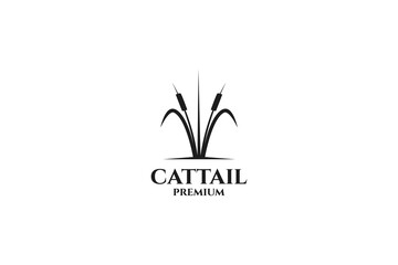 Obraz premium Flat cattail grass logo design vector illustration idea