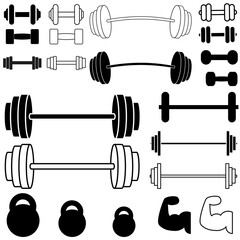 Dumbbell icon vector set. barbell illustration sign collection. body-building symbol. Sport logo.