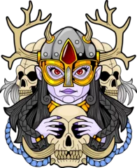 Foto op Plexiglas mythological norse goddess of death Hel, illustration design © fargon