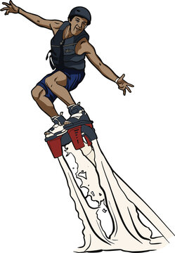 Fly board action extreme water sport