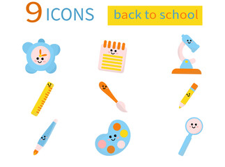 set of icons back to school