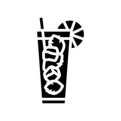 mojito cocktail glass drink glyph icon vector illustration