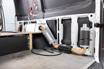 Heating system in a camper van - obrazy, fototapety, plakaty