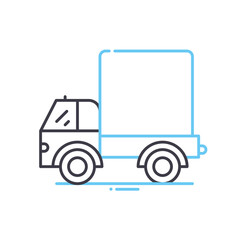 logictics truck line icon, outline symbol, vector illustration, concept sign